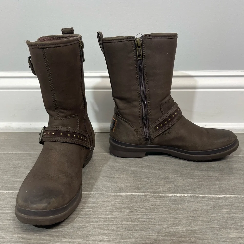 UGG Women's Jenise Winter Waterproof Insulated Rain Boots Stout Brown Size 5M US - Picture 10 of 11